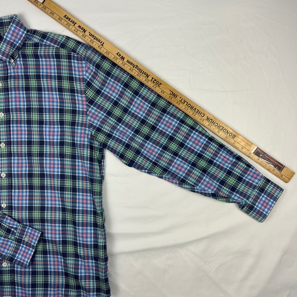 Vineyard Vines Murray Shirt Mens Medium Blue Green Pink Plaid Button Down Cotton - Picture 7 of 9